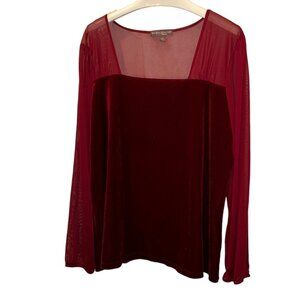 Susie Couture Woman PLUS red velvet velour semi sheer sleeves XMAS Holid…